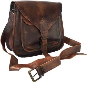 Women Vintage Style Genuine Brown Leather Bag
